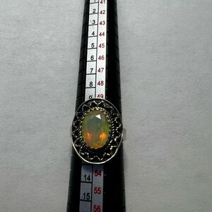 Large Silver Opal Ring